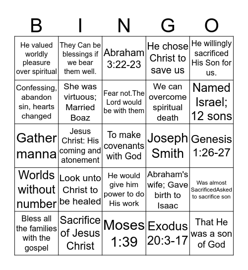 Semiringo Bingo Card