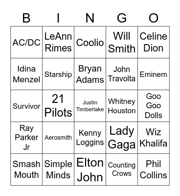 Movie Songs Bingo Card