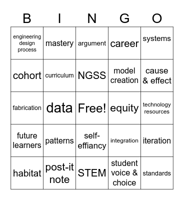 Science PD Bingo Card