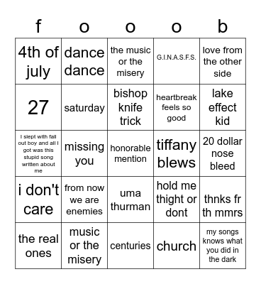 setlista Bingo Card