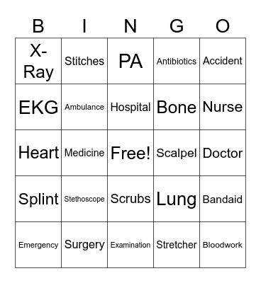 Medical BINGO Card