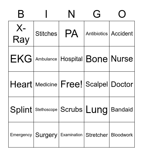 Medical BINGO Card