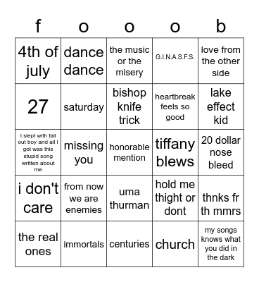 setlista Bingo Card
