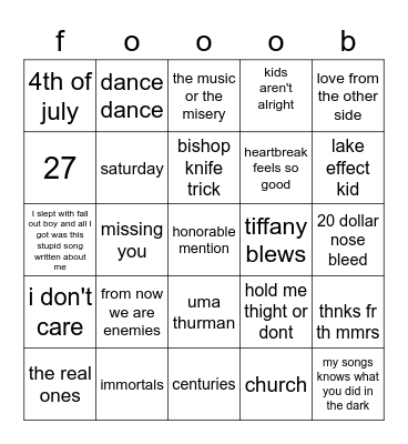 setlista Bingo Card