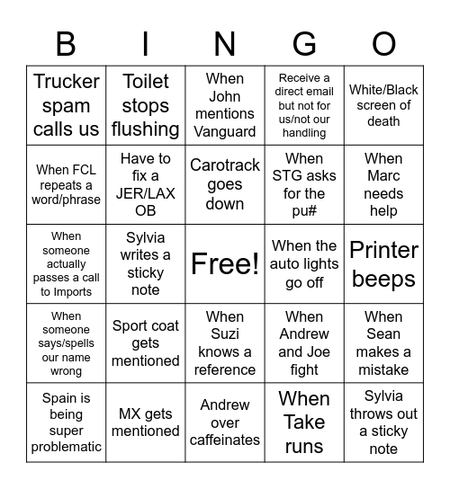 Hydration Challenge Bingo Card