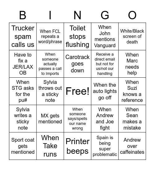 Hydration Challenge Bingo Card