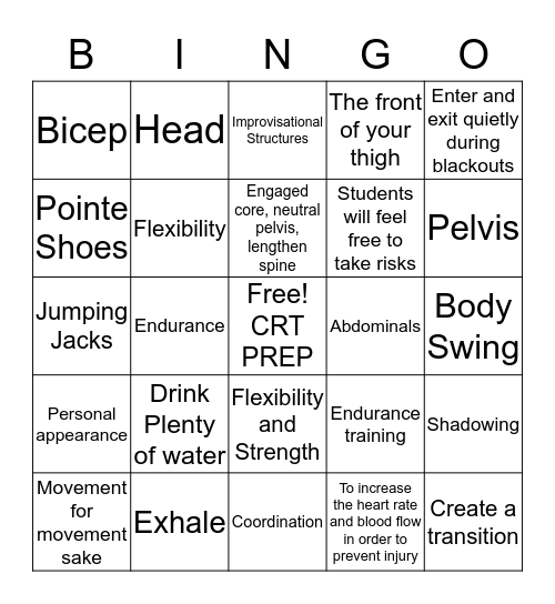 Intermediate CRT Bingo Card