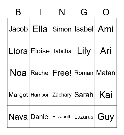 Spirit Week Bingo Card