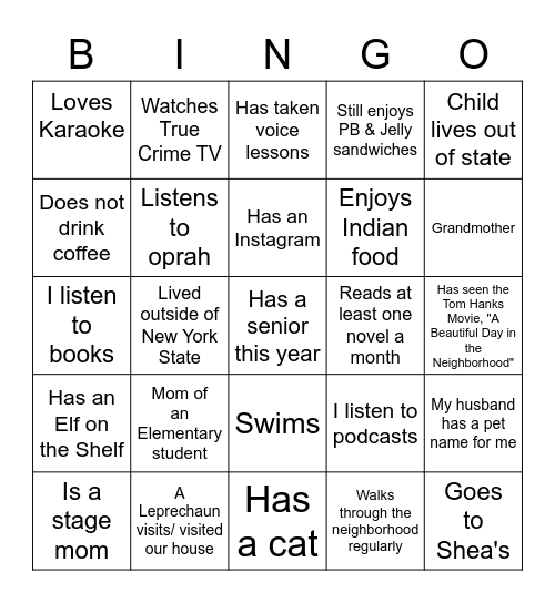 Know your Neighbors-3 Bingo Card
