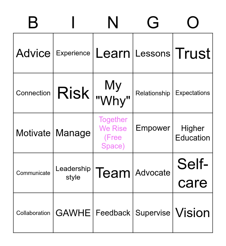 Leadership Buzzwords Bingo Card