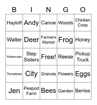 Stepping Stones Bingo Card