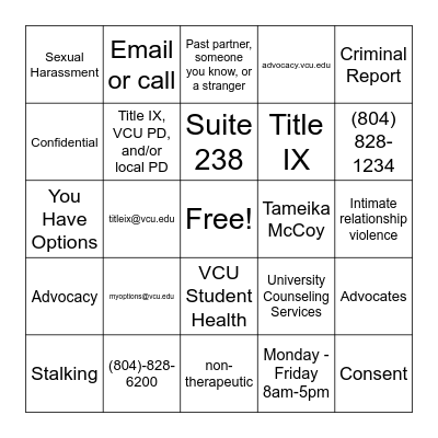 Advocookies Bingo Card