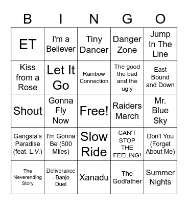 Movies 5 Bingo Card