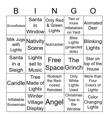 Holiday Lights Bing Bingo Card