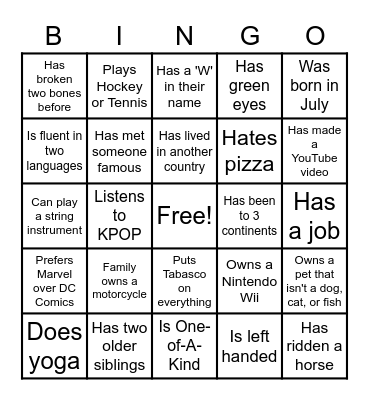 Untitled Bingo Card