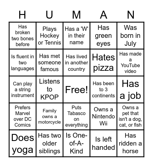One of a King Bingo Card