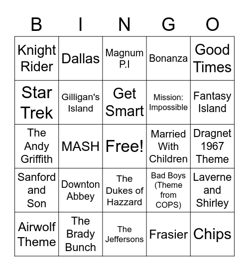 TV 4 Bingo Card