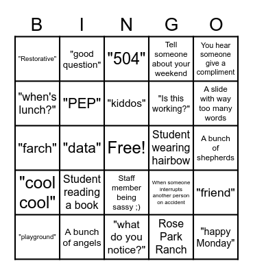 PD Bingo! Bingo Card