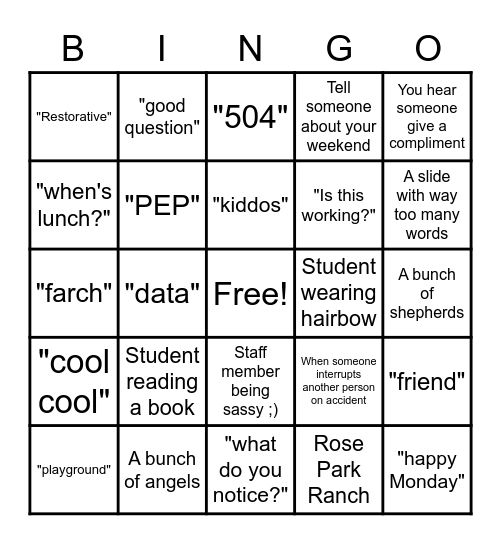 PD Bingo! Bingo Card