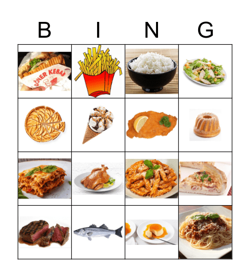 le menu au restaurant - Das Menü im Restaurant Bingo Card