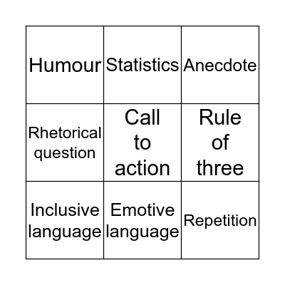 Persuasive Language Bingo Card