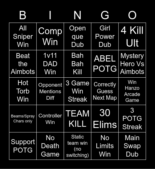 OW2 BINGO Card