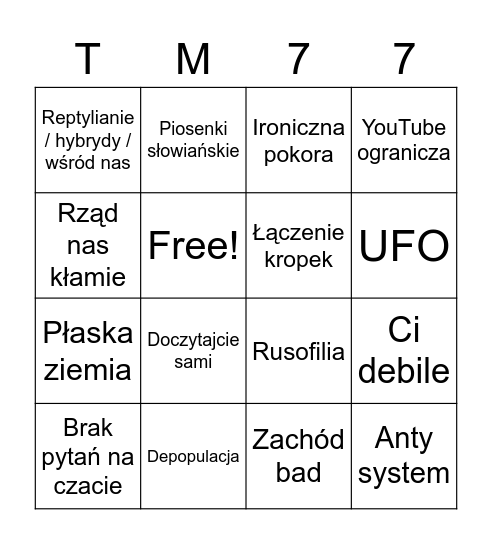 Telerealny Bingo Card