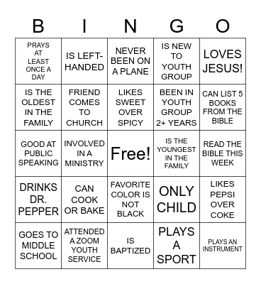 REMNANT YOUTH BINGO Card