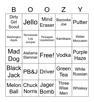 Shots Bingo Card