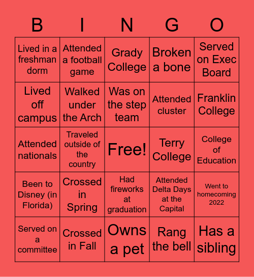 Zeta Psi Deuces Game Night Bingo Card