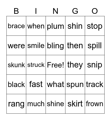 An Assortment Bingo Card