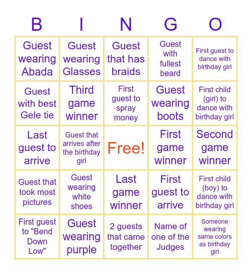 Feranmi's Fabulous 13th Bingo Card