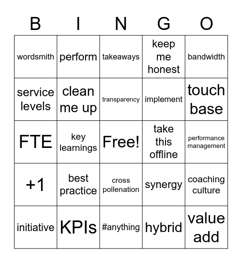 BuzzWord Bingo Card