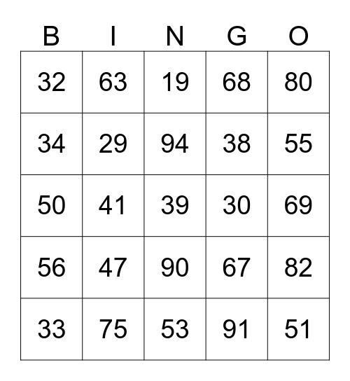 Impulse Bingo Card