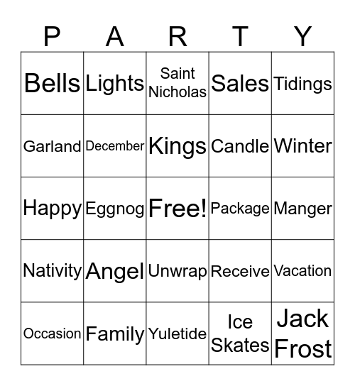 Holiday Party Bingo Card