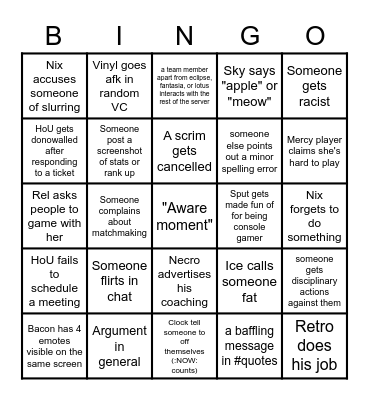 UKN Bingo card Bingo Card