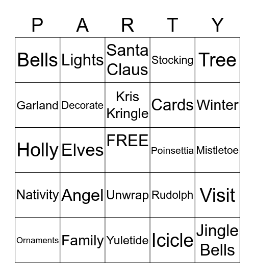 Holiday Party Bingo Card