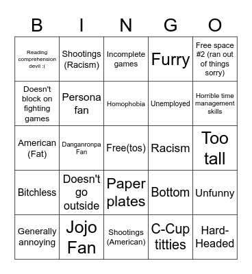 Fritos insult bingo Card