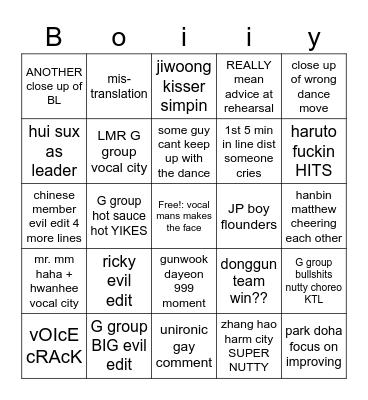 boys planet ep 3 binGUGUGU Bingo Card