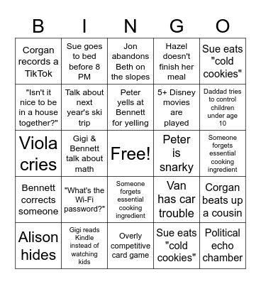 SKI TRIP Bingo Card