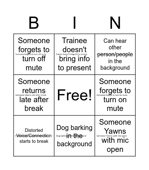 LADM TRAINING Bingo Card