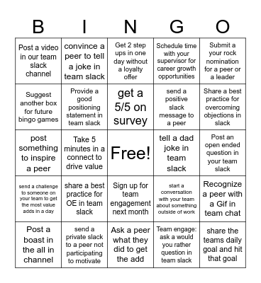 All things Value Bingo Card