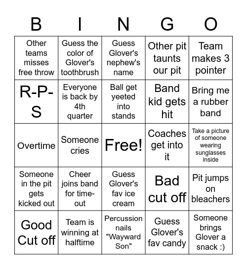 Band Bingo Card