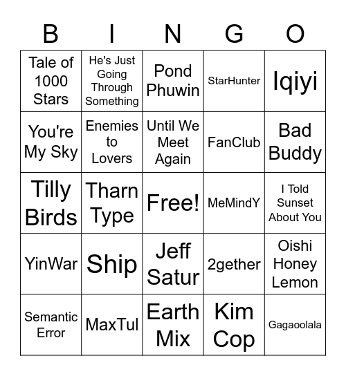 BE MINE BL BINGO Card