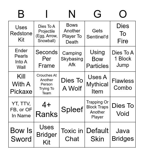 RedMime's Skywars Bingo! Bingo Card