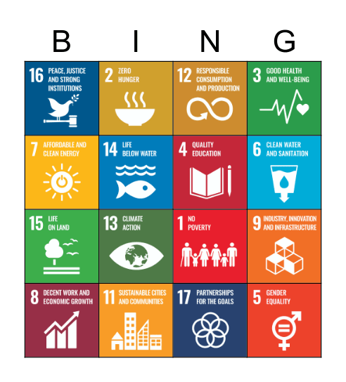 SDGs Bingo Card