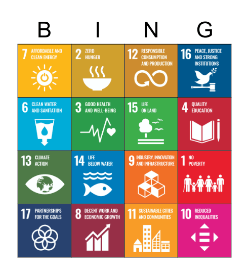SDGs Bingo Card