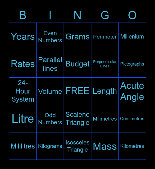 MATHS BINGO! Bingo Card