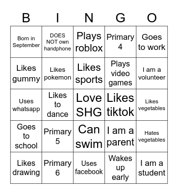 SHG 2023 Bingo Card