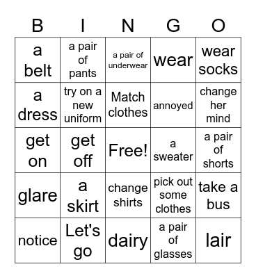 THC 6 Unit 2 Bingo Card